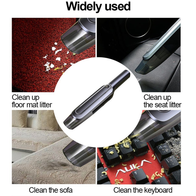 Портативна ръчна прахосмукачка за автомобил – 6000 Pa, 5000 mAh батерия, 2 накрайника, USB зареждане